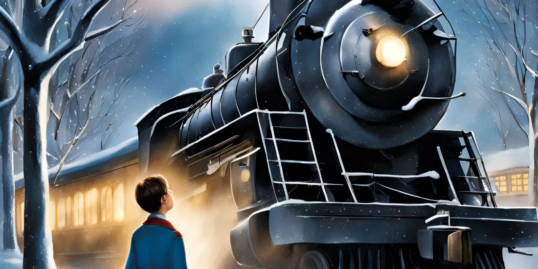 Boy with Train - Polar Express Movie Night