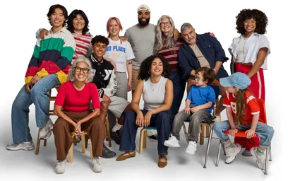 Diverse group of people of all ages casually pose