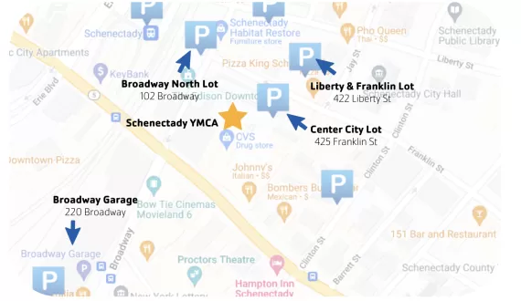 Parking map for Schenectady YMCA