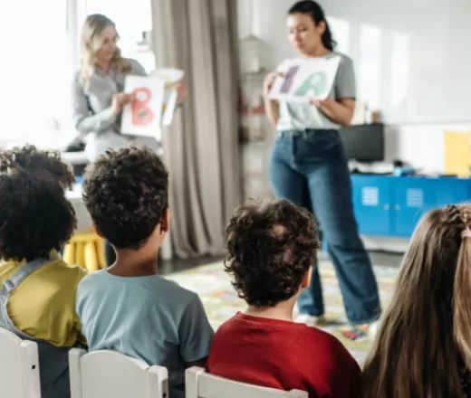 teachers with students